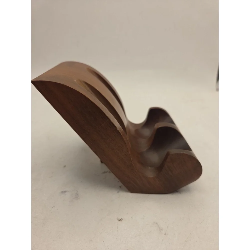 Vintage Decatur Industries Solid Walnut 2 Pipe Stand | Genuine Walnut Tobacciana